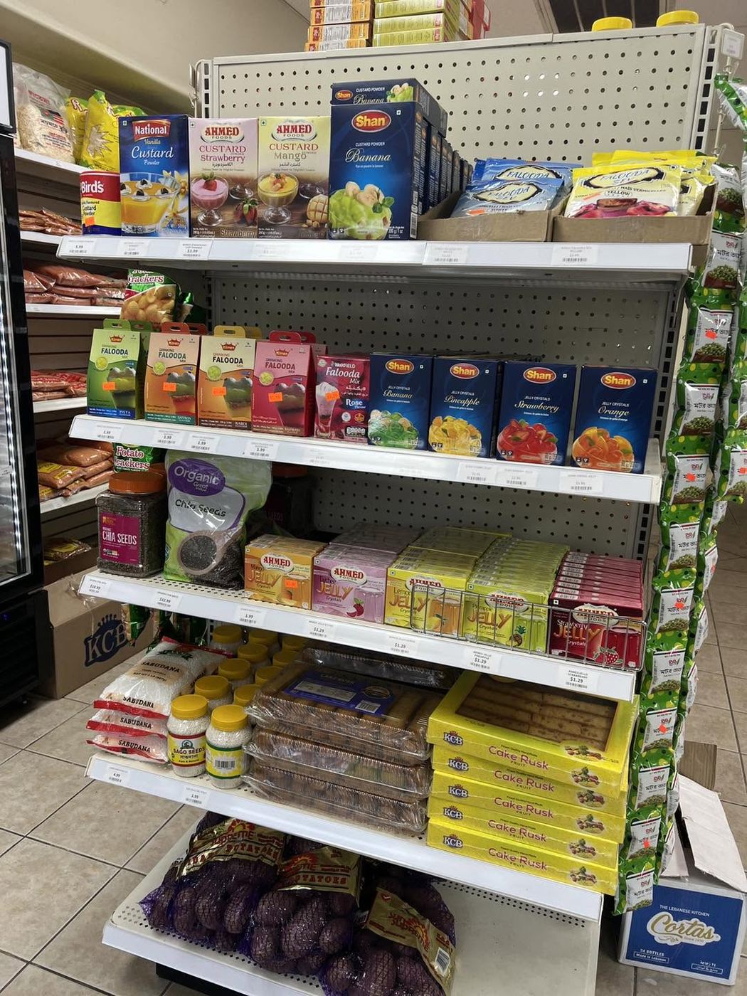 Custard, falooda and jelly shelf